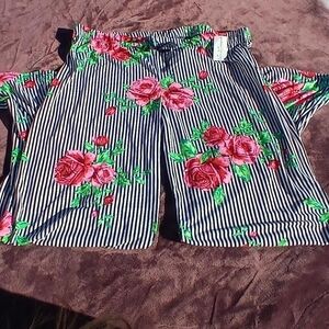 NWT Bobbie Brooks Striped Pants with Roses